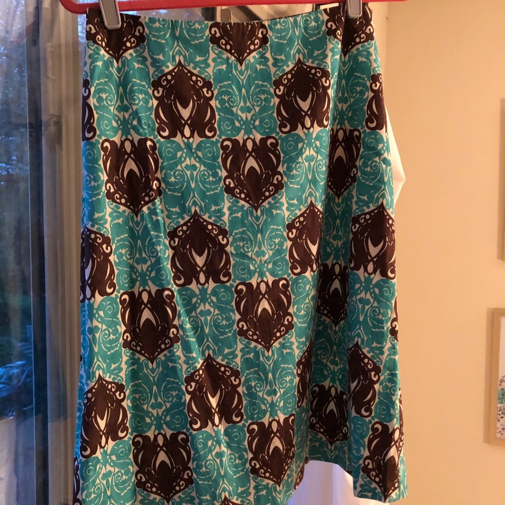 Blue and Brown A-Line Skirt